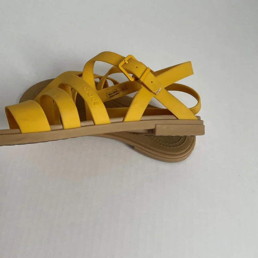 Crocs Tulum Strappy Sandals Size 6 Canary Yellow/Tan 206107 Adjustable Buckle - Picture 11 of 11